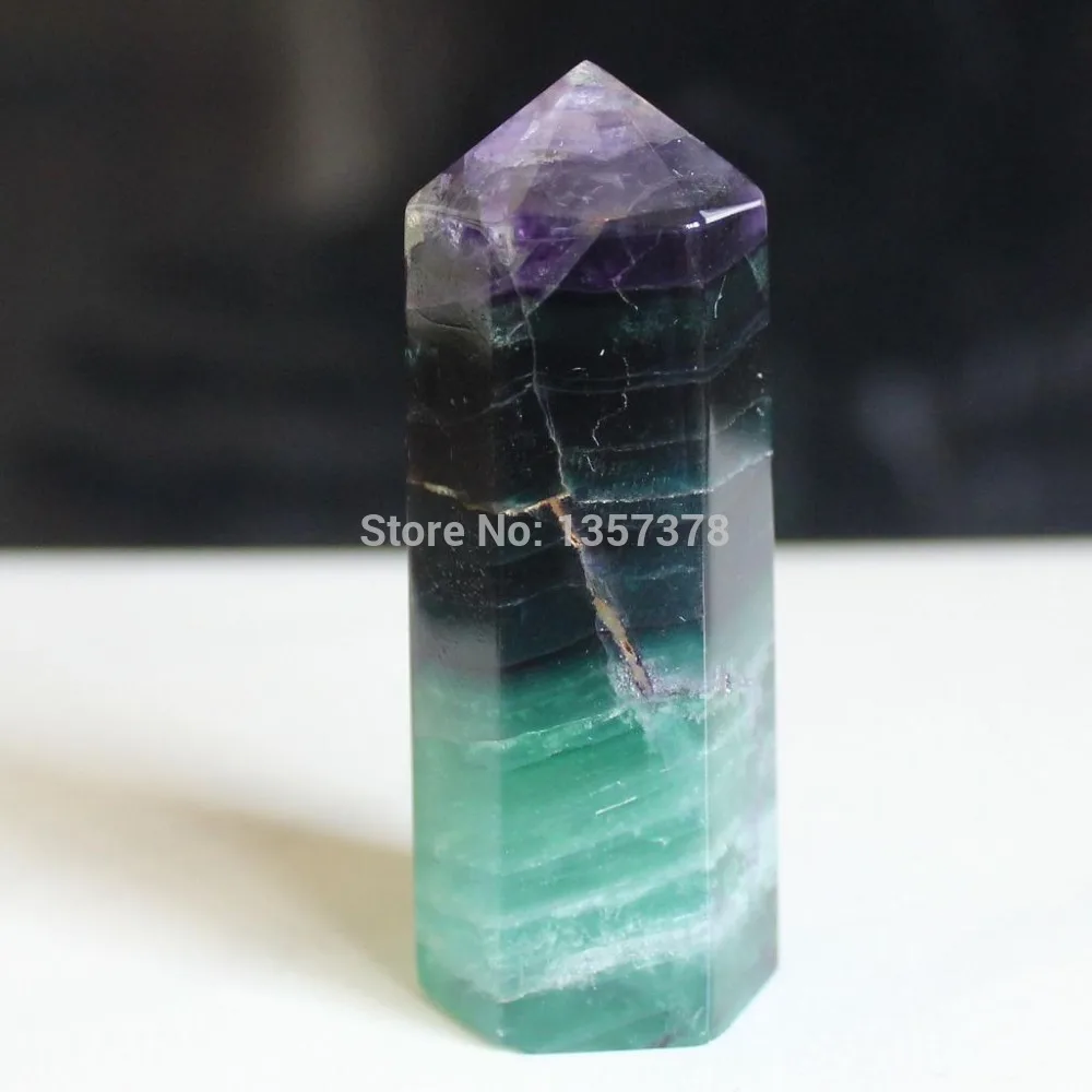 

huij 00165 Fluorite crystal hexagonal point healing