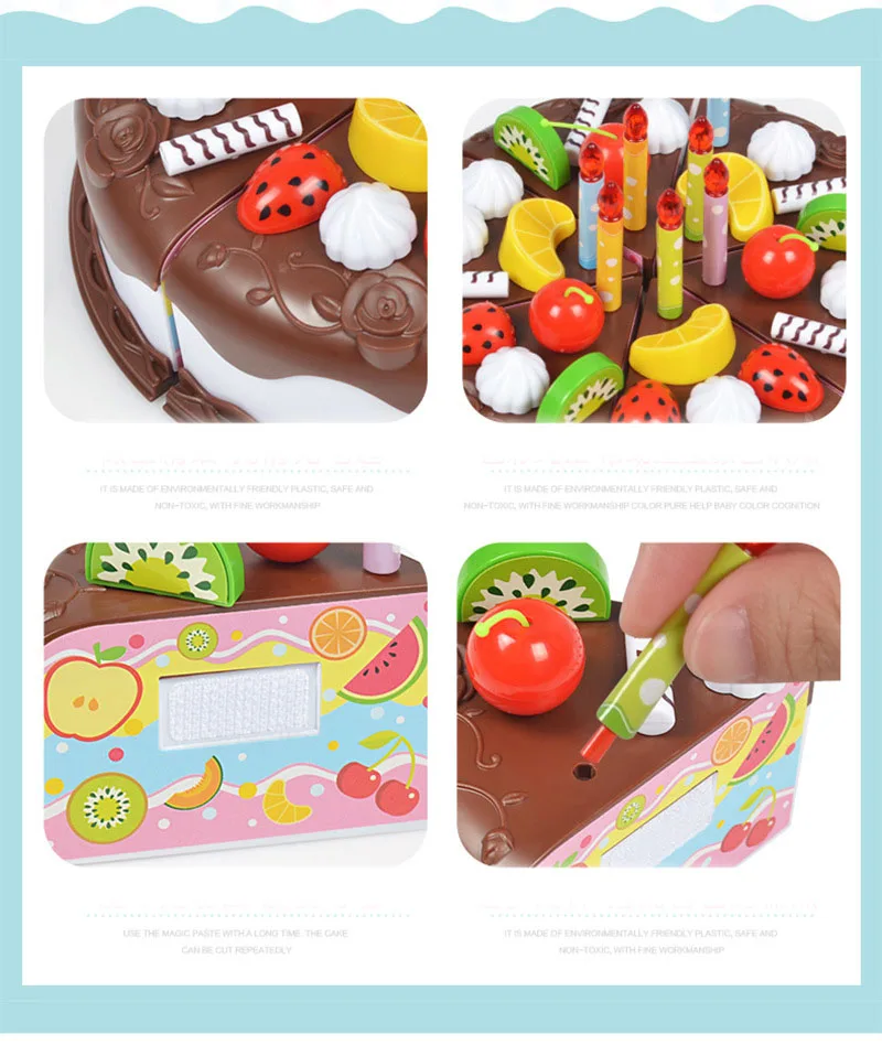 Творческий 37 шт. набор ролевые игры шоколад разрезание торта ко дню рождения кухонная игрушечная еда Cocina де Juguete игрушка подарок для