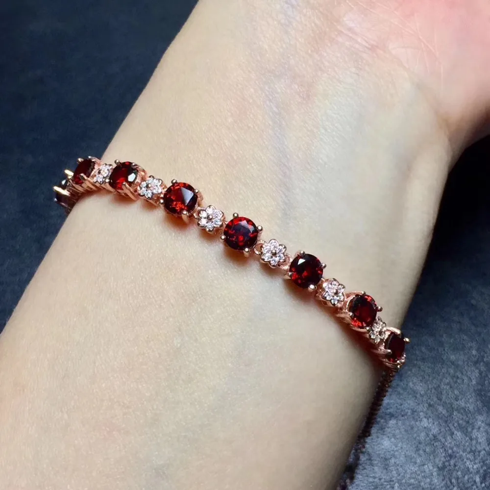  Bracelet en pierres précieuses naturelles grenat rouge Bracelet en pierres précieuses naturelles S9