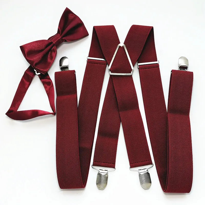Твердые Цвет унисекс Для Мужчин's подтяжки галстук бабочка комплект Эластичный регулируемый чулок шейный галстук комплекты Для женщин
