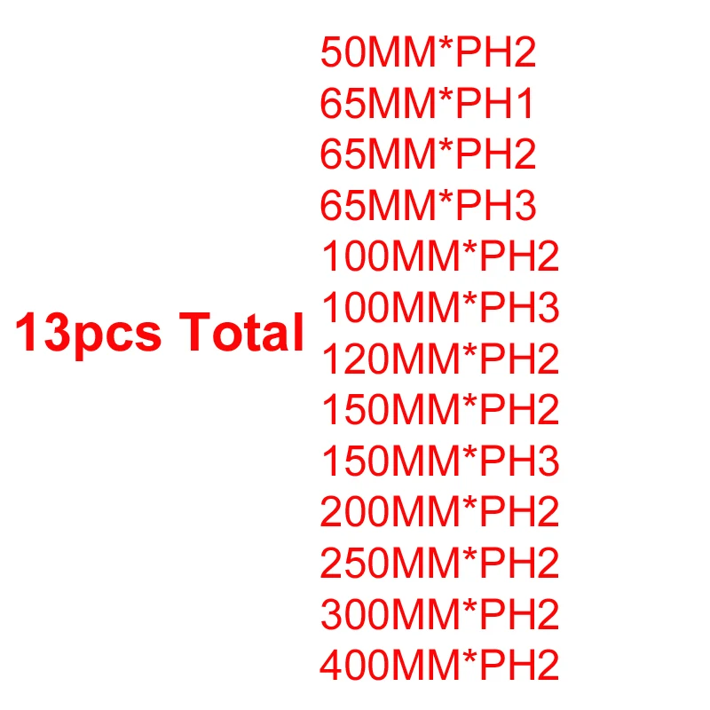 13 шт./лот Двойные головки Phillips PH1 PH2 PH3 крест отвертка бит Электрический биты 50/65/100/120/150/200/250/300/400 мм Длина