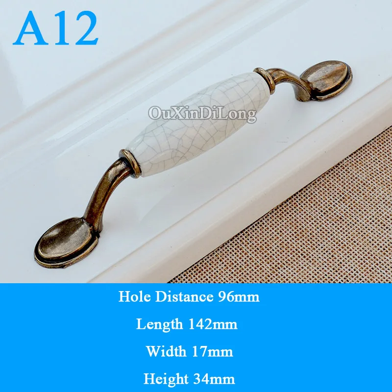 Retro Vintage 10pcs European Kitchen Door Handles Ceramic Crack