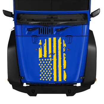 

Cracked American Flag Printed Hood Decal Sticker Universal Creative Signature WRC Car Stickers