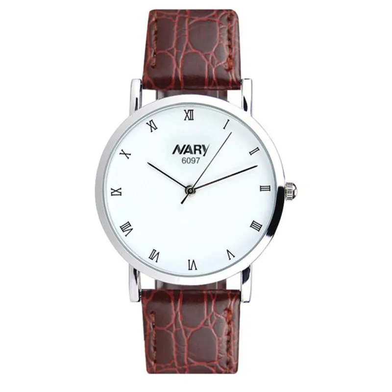 

NARY Wacth Men Hot relogio masculino High Quality Fashion Quartz Dial Clock Leather Wrist Watch Round Case 17Mar31