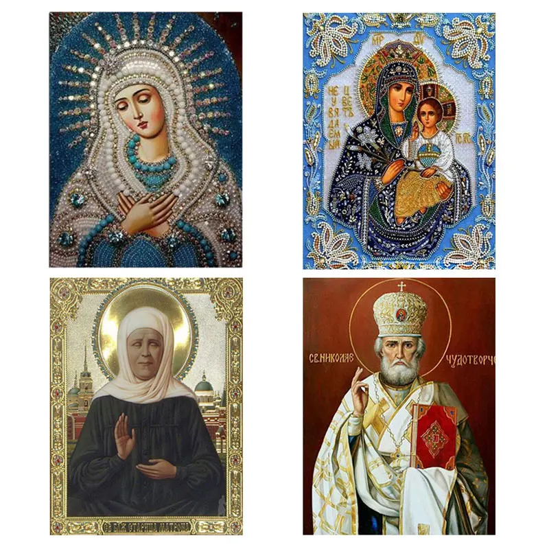 

Cross Stitch DIY Diamond Painting Religious of the Virgin Mosaic Diamond Embroidery Painting Round Rhinestone Needlework Kit