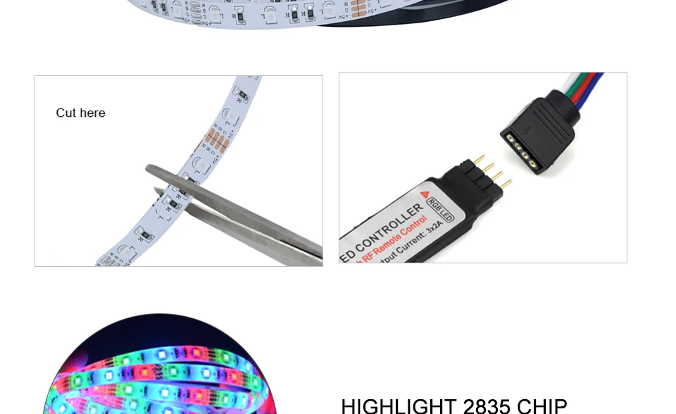 2835 SMD RGB USB charger LED Strip light DC 5V USB Cable LED Light Flexible Tape 1M 2M 3M 4M 5M RF IR RGB Remote control (6)