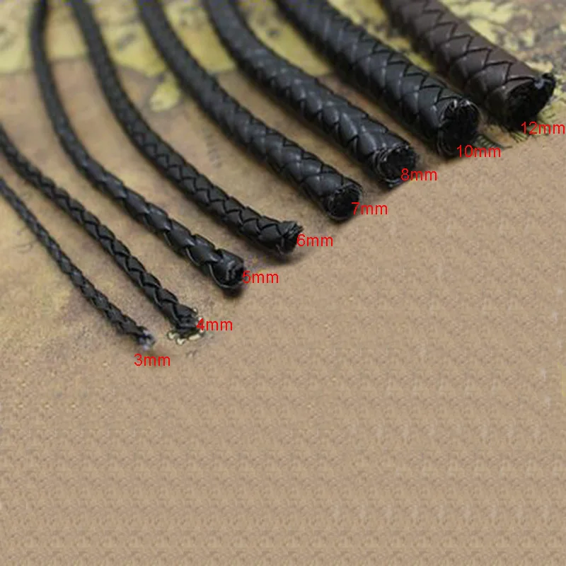 5 метров, 3, 4, 5, 6, 7, 8, 10 мм,, скрученный Плетеный кожаный шнур ручной работы для ожерелья и браслетов