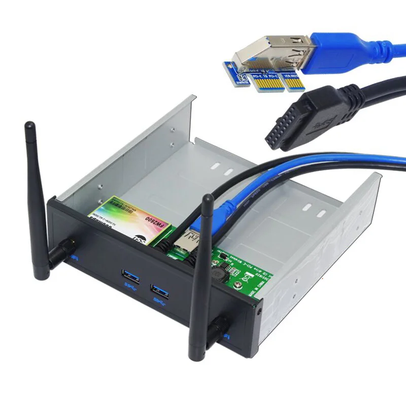 Новая беспроводная сетевая карта фронтальная антенна USB PCI-E 1x на 2 порта USB 3,0 карта 5,2" флоппи-отсек Передняя панель usb-хаб беспроводной адаптер