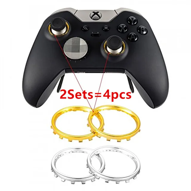 Best Offers 2 sets 4pcs chrome custom Thumbstick Accent Rings For Microsoft Xbox One Elite Controller Repair Replacement Parts