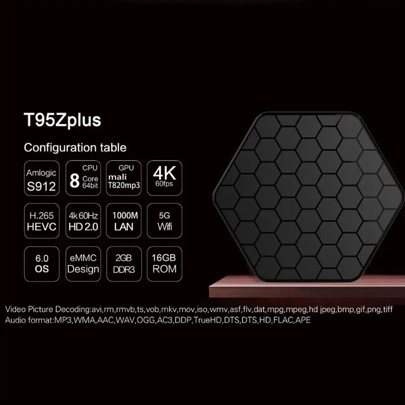 T95z Plus Amlogic S912 Octa-core DC 5 В/2A 2G ram 16G rom Android6.0 tv Box US/EU Plug | Электроника