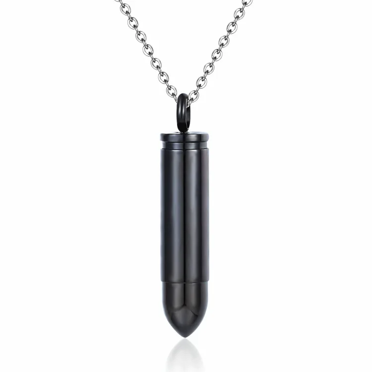 

Men Necklace Bullet Memorial Unscrewed Necklace Stainless Steel Pendant Jewelry Soldier Friends Gift