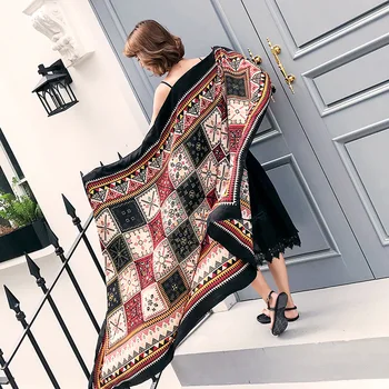 

Ethnic wind scarves seaside sunscreen geometric boho big shawl luxury scarf women designers invierno mujer 2019 Star ponchos