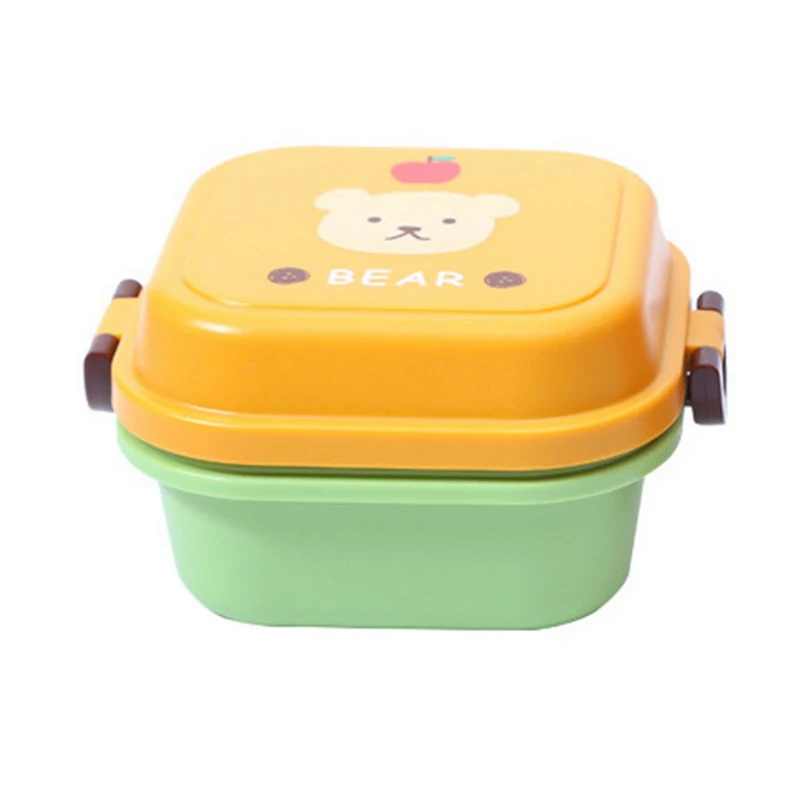 

Kids Cute Portable Cartoon Lunch Box Food Fruit Container Storage Box Picnic Plastic Double Layer Bento Box Children Gift
