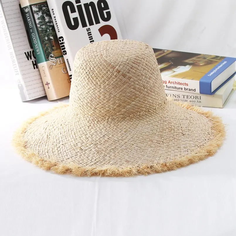 GEMVIE جديد الأزياء قبعة من القش المرن قبعات صيفية للنساء الرافية المنسوجة كبير حافة قبعة الشمس السيدات شاطئ قبعة بنما قبعة قابل للتعديل