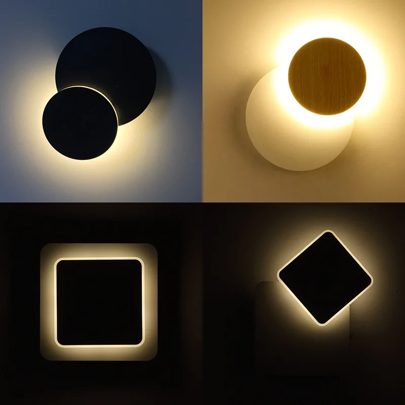 

LED Wall Lamp Round Rotating Creative Acrylic Bedroom Bedside Light LED Simple Corridor Aisle Light for bedroom living