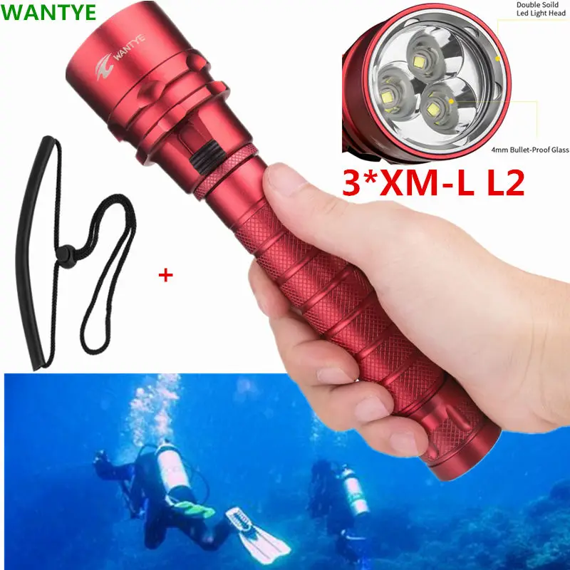 

LED Diving Flashlight 3 x Dive XM-L2 6000LM LED Flash light linternas 3L2 Underwater 60M 18650 Waterproof Lamp Torch