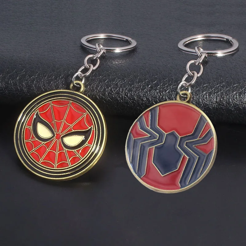 

SG New Moive Jewelry Spiderman Keychains Avengers Thanos Iron Man Mask Keyring Thor Hammer Key Chains For Men Car Accessories
