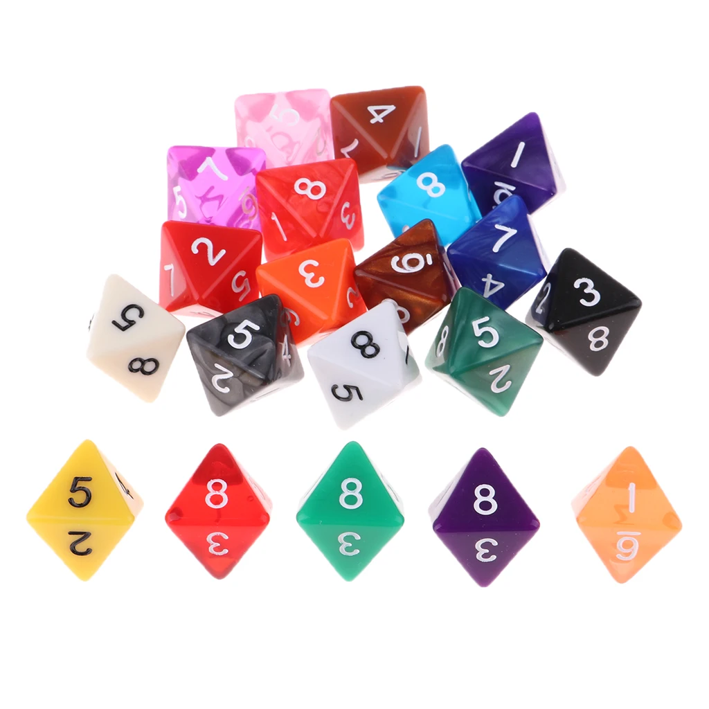 20 Pieces Polyhedral Dice Set for Table Game Kids Math Practice Holiday Party 8/10/12/20 Sided Colorful Dices