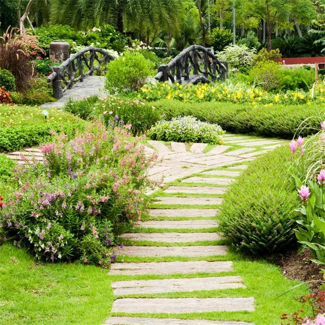 Green Spring Garden Park Flower Grass Way Bridge Natural Scenic Photo Backdrops Photography Backgrounds Photocall Photo Studio