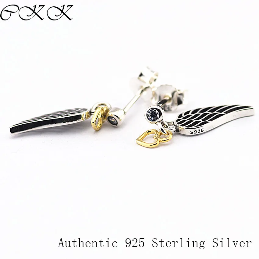 

14K Real Gold Love Earrings 100% 925 Sterling Silver Clear Zircon Guidance Stud Earrings for Women Gift Fine Earring Jewelry