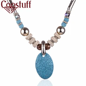 

New Trendy Jewelry women necklaces & pendants Beautiful Blue lava stone Long necklace women collares mujer colar choker kolye