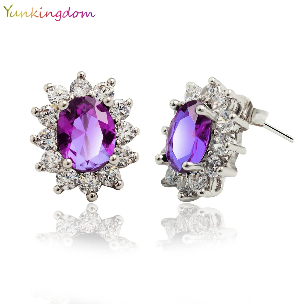 Yunkingdom модные синие черные фиолетовые блестящие серьги гвоздики с кристаллами