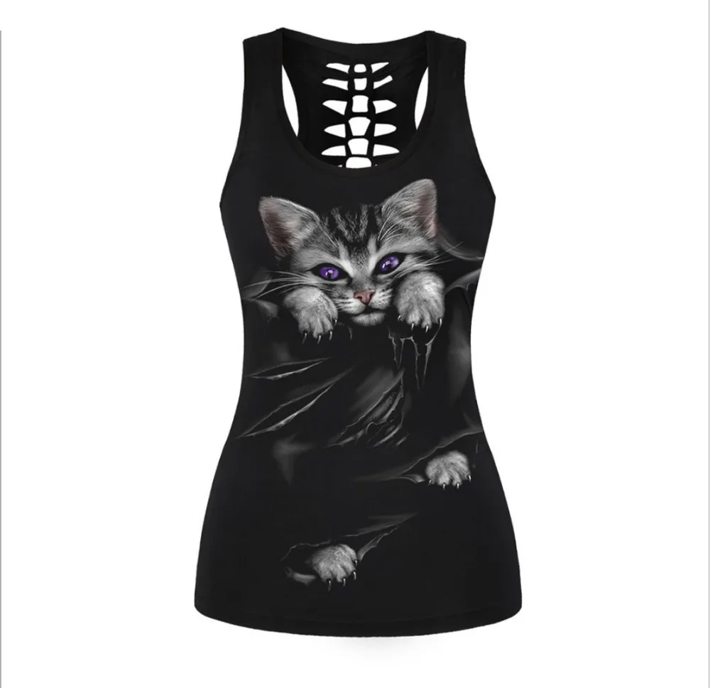 SzBlaZe Brands New Womens Print Tank Tops Breathable Sleeveless Halloween The I-shaped Vest new Summer Sexy Punk Fashion Top | Женская