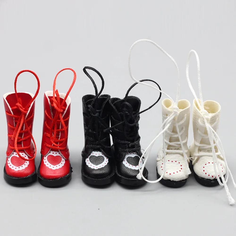 

2.3cm mini shoes for 1/6 BJD doll Cute heart-shaped leather boots