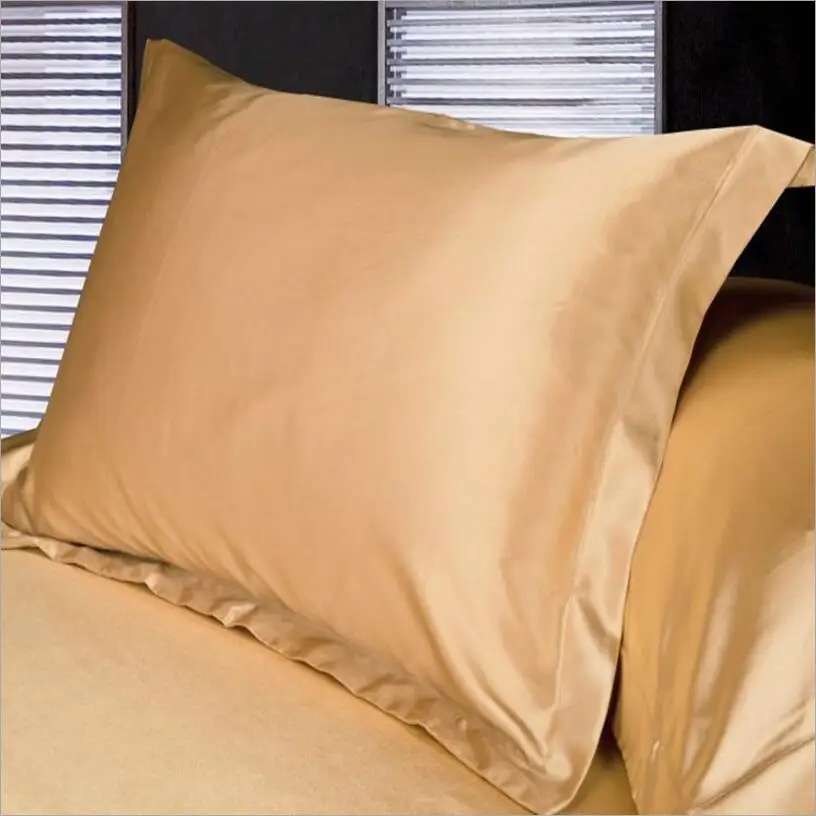 2pcs/lot standard imitated silk pillowcases Gold/Black/White satin