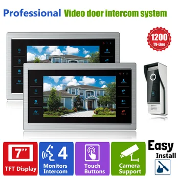 

Homefong 7 inch Monitor Video Door phones Intercom Recording 1 Camera 2 Monitor HD 1200TVL Rainproof Door bell Camera 12V