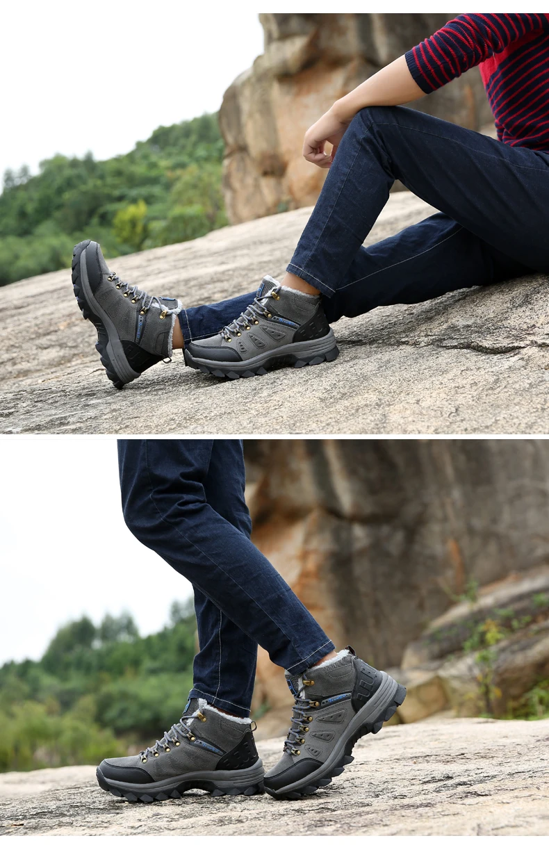 Mynde/брендовые зимние меховые теплые ботинки для мужчин; кроссовки; мужские ботинки; Нескользящие резиновые повседневные рабочие ботинки унисекс