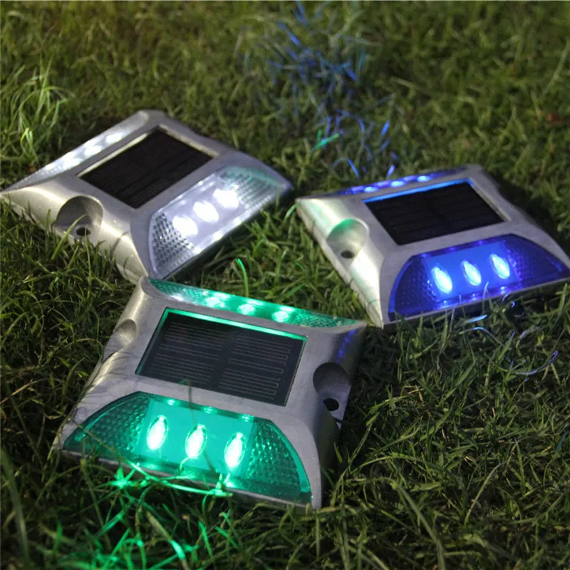 

Quartet Cast Aluminum Road Light Solar Road Spike Lights Engineering Outdoor Protrusion Road Sign Double Sided 6LED Path Light