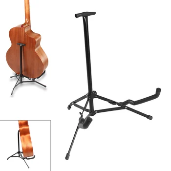 

Black Metal Folding Guitar Ukulele Floor Stand with Stable Tripod Holders for Guitar / Bass / Violin / Mandolin / Ukulele