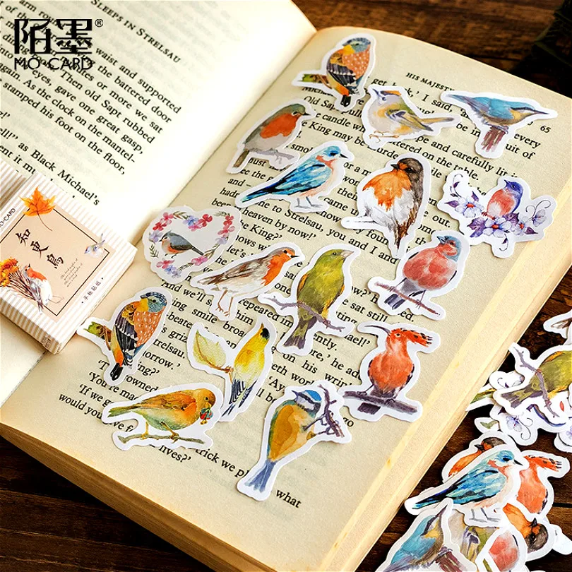 

40pcs/set Stationery Stickers Autumn Robin Sticky Paper Cute Stickers For Decoration Diary Scrapbooking Stickers Gift Label