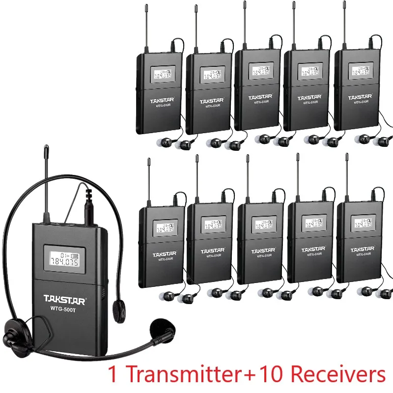 Top 100m operating range 1 Transmitter+10 Receivers 100% Original Brand New Takstar WTG-500 UHF PLL Wireless tour guide system 0 Top 100m operating range 1 Transmitter+10 Receivers 100% Original Brand New Takstar WTG-500 UHF PLL Wireless tour guide system 0