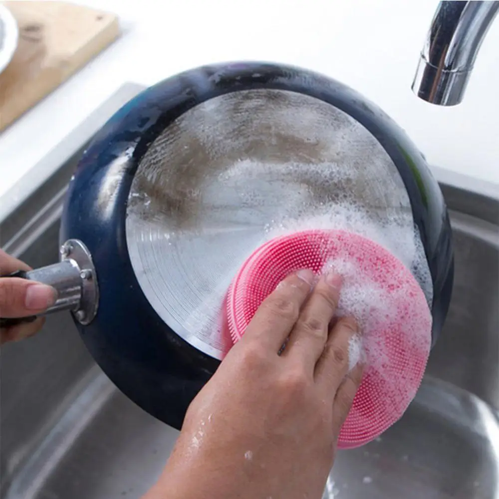 Silicone Dish Bowl Cleaning Brush Multifunction Scouring Pad Pot Pan Wash Brushes Kitchen Cleaner Washing Tool