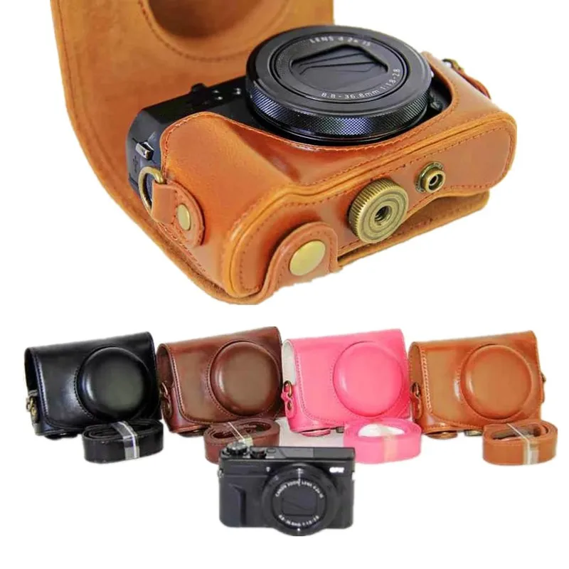 Hot PU Leather Camera Bag Case Cover For Canon G7X Mark II G7XII With