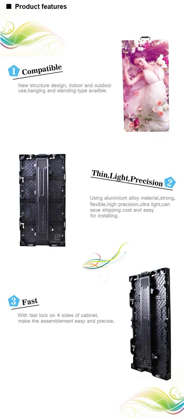 Aluguer de Cor Cheia ao ar Livre do Painel de P3.91 Parede de Vídeo de 500x1000mm Levou Gabinete Liderado Exibição 13 display led