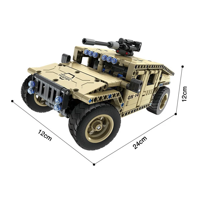 502pcs Diy Building Blocks Technic Military Remote Control RC Armed Hummer Car Compatible with L Br