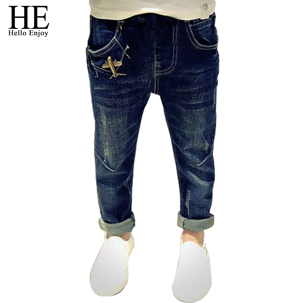 HE Hello Enjoy/Детские джинсы для мальчиков демисезонные рваные детские брюки малышей
