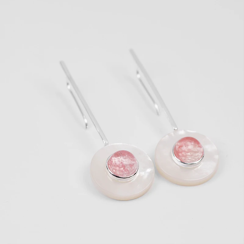 Lotus Fun Real 925 Sterling Silver Natural Stones Handmade Fine Jewelry Modern Minimalism Design Elegant Round Dangle Earrings