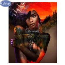 Алмазная живопись вышивка крестиком Мозаика "Африканская женщина" на заказ, квадратный на полимерной основе 5d алмазная вышивка, девушка, ремонт дома