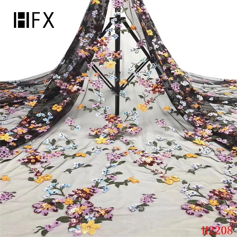 HFX Роскошные блёстки вышивка кружева ткань ручной работы DIY 3D Цветы одежда