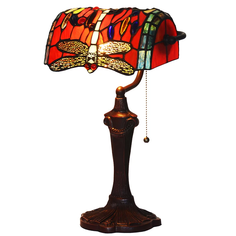 

Retro Nostalgic Nordic E27 Edison Light Bulb Table Lamp,European Metal LED Tiffanylamp Bank Lamp Home Office Study Reading Deco