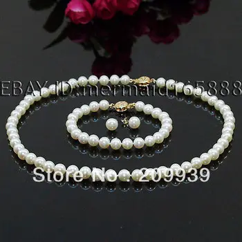 

huij 002122 A Set 8-9mm White Akoya Cultured Pearl Necklace /Bracelets /Earrings 17 7.5 can chose