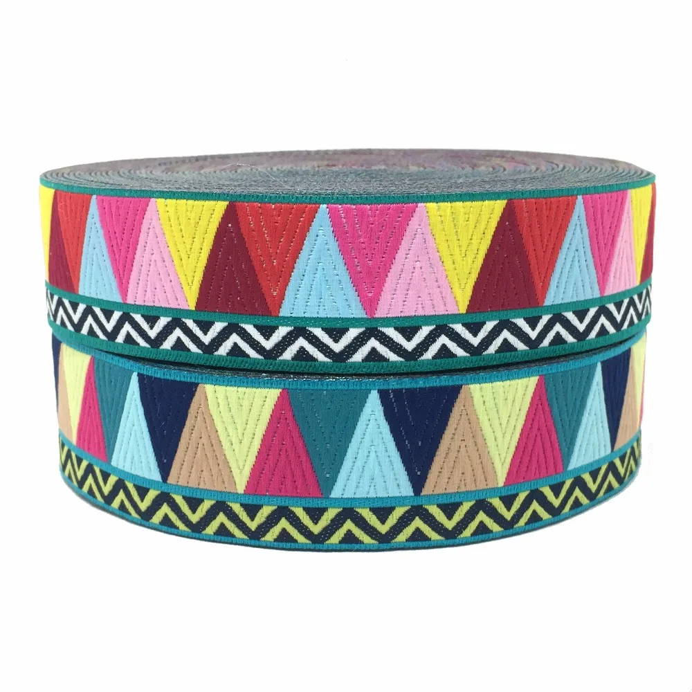 

ZERZEEMOOY 1" 25MM 5YARD 2017 NEW Colour Triangle wave Woven Jacquard Ribbon KTZD17032603