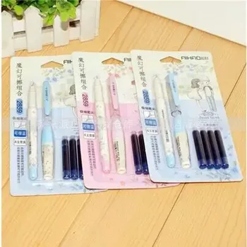 

1 Set of Fountain Pen and Magic Erasable Pen plus 4 Pcs of refills for School Stationery & Office Supply