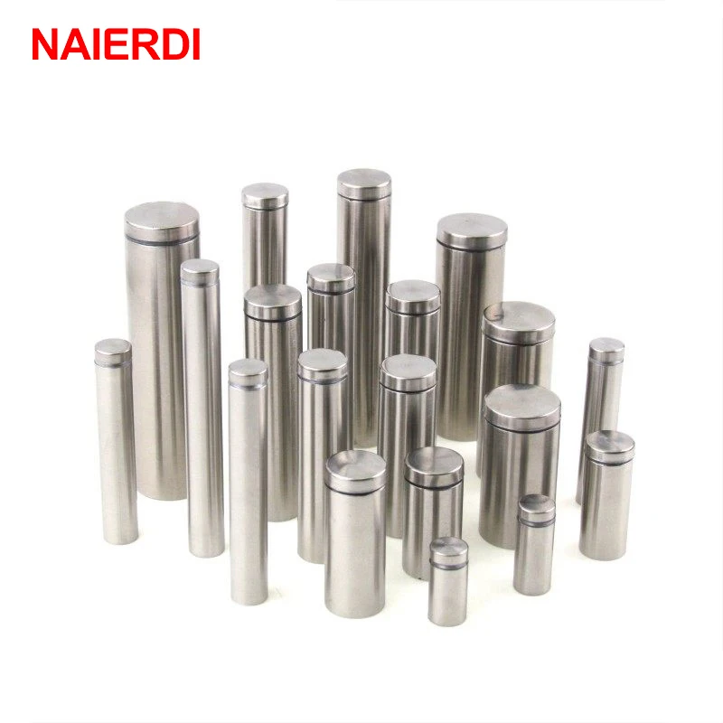 Naierdi-fixadores de Vidro de para Propaganda Standoff Pin Nails Parafusos Outdoor Hardware 19 mm 10 Pcs Aço Inoxidável