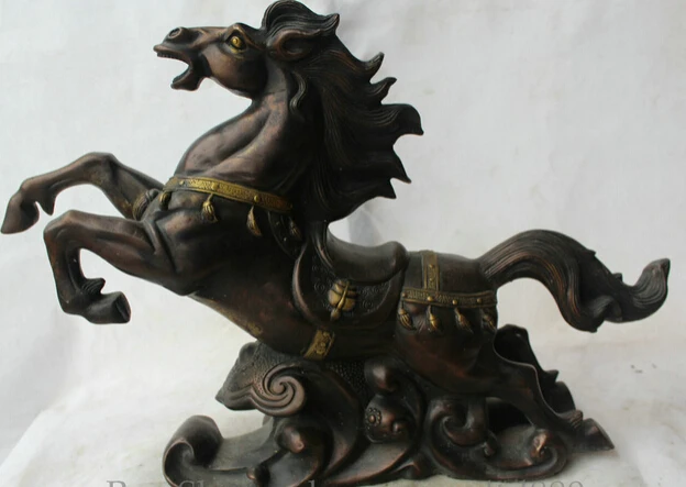 

JP S0524 22" China Bronze Gild Folk success Feng Shui Zodiac Year Horse Statue sculpture Discount 35%