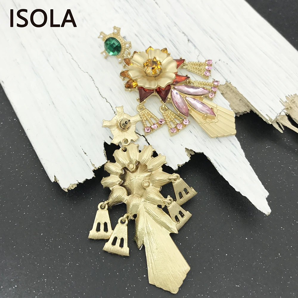 ISOLA сложные Красочные Стразы оседает на себе цветок с короткой кисточкой барокко